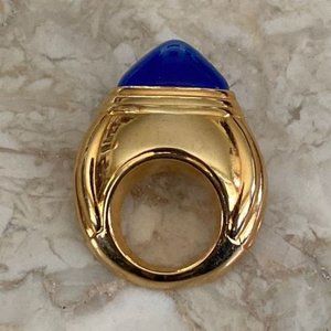 Rare?Vintage Boucheron ParfumsPerfumes Paris, Gold-Tone And Blue Resin Brooch